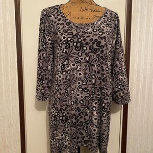 Floral Patterned Gray Women's Top